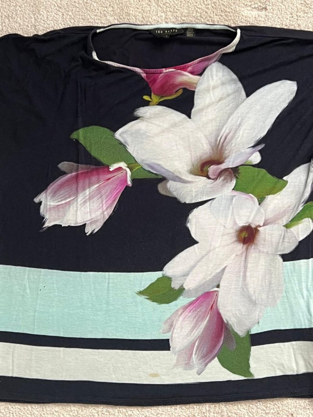 Ted Baker London Black Floral Short Sleeve Tee - Picture 8 of 8